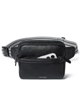 Fanny Pack Crossbody Bag Faux Leather 4-Pocket Sling Waist Pack